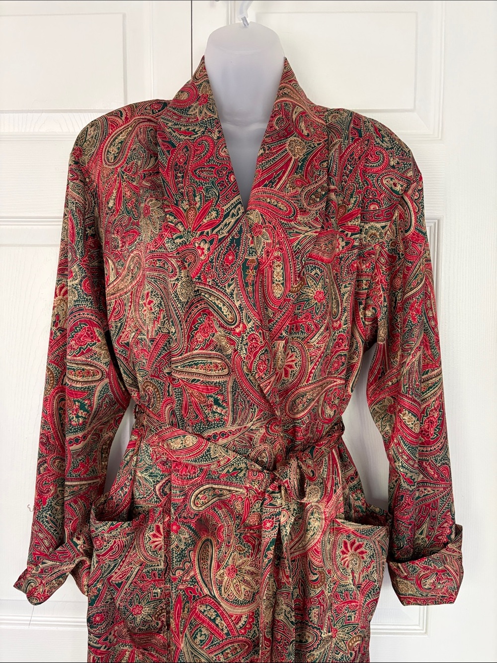 Victoria’s Secret Vintage 90s Paisley Print Full Length Satin Robe XS Small
